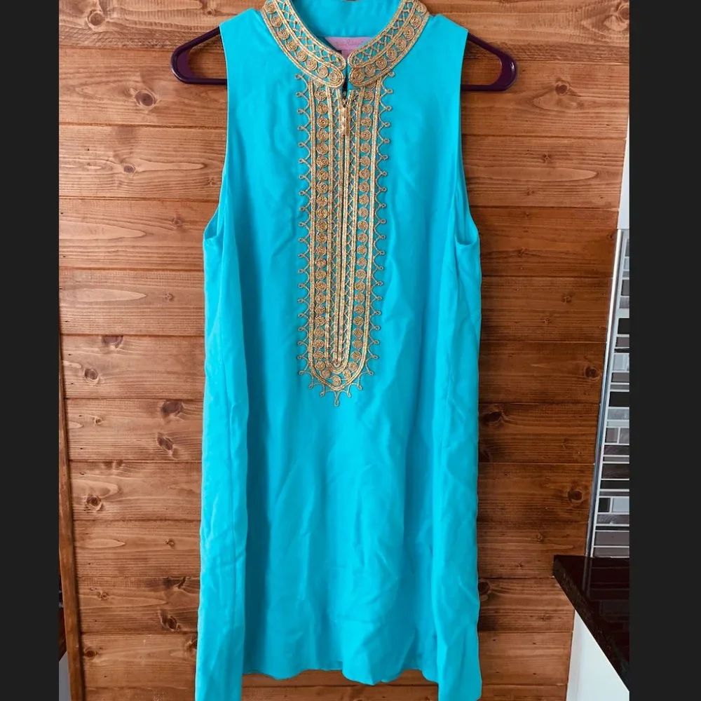 Lilly Pulitzer Blue Ibiza Jane Shift Casual Dress Size 6 - Picture 2 of 4